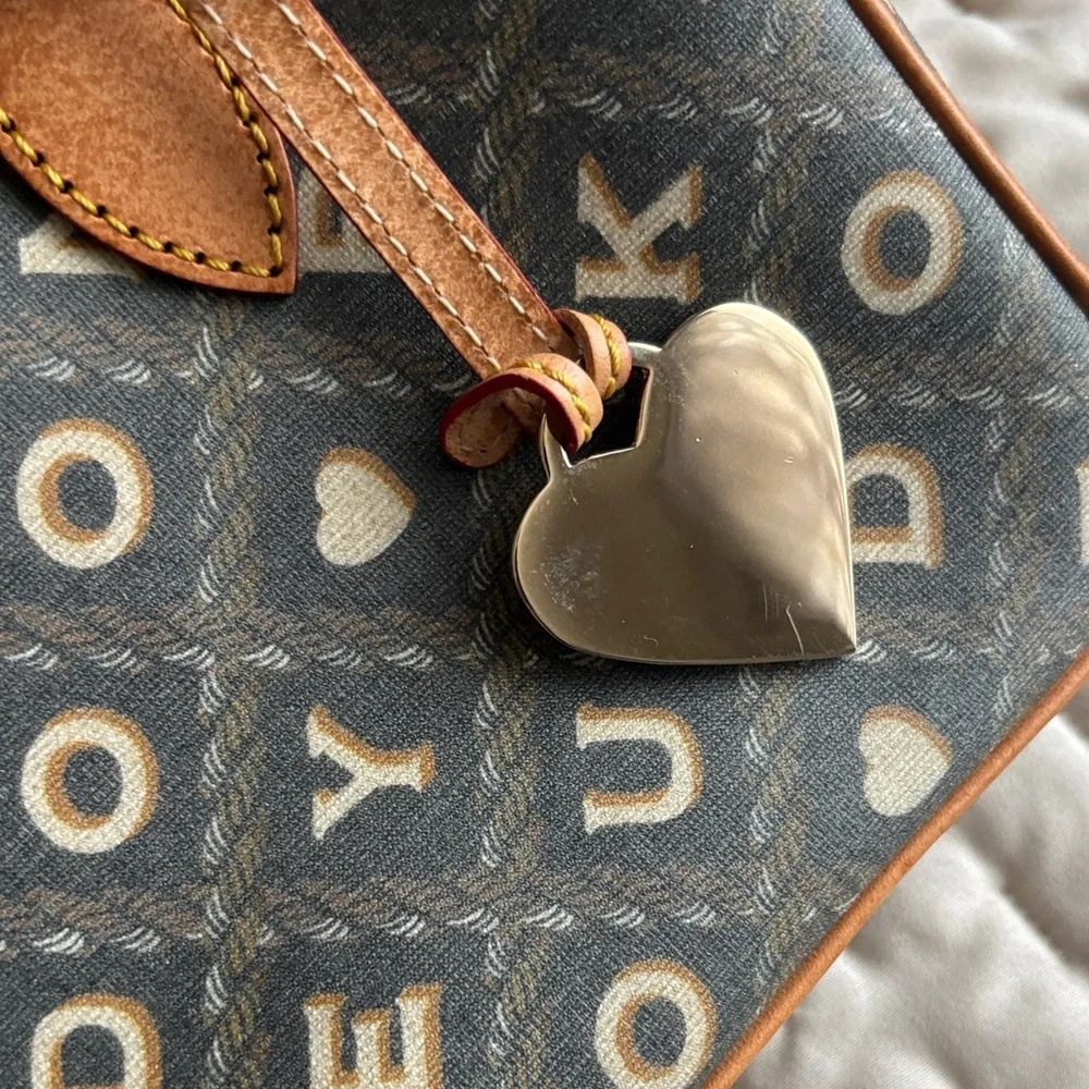 Dooney & Bourke Gray and Tan Logo Satchel